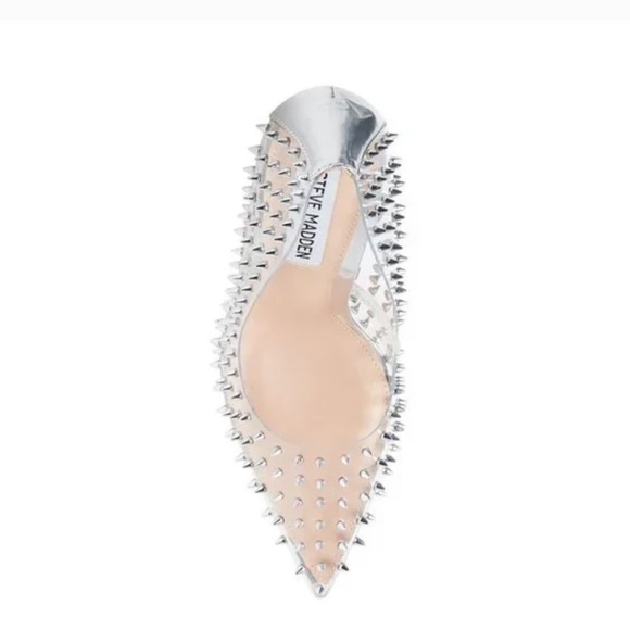 NEW- Steve Madden Clear / Silver Spiked Stiletto Pumps ***6.5 - Picture 2 of 15